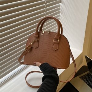 Crocodile Printed Snakeskin Double Handle Dome Bag For Business