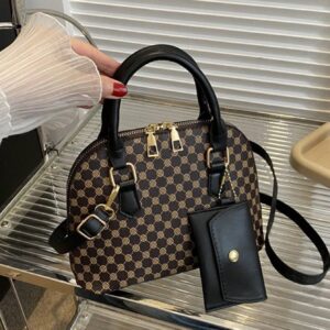 2pcs/Set Fashionable Solid Color Geometric Pattern Handbag