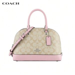 Coach Signature Leather Shell Tote Bag, Available In Shell Brown F27583-IME74, Shell Brown/Black F27583-IMAA8, Shell Beige/White F27583-IMDQC, Shell Brown/Beige Pink F27583-IMNHK