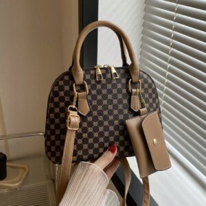 Bow Decor 2pcs/Set Fashionable Solid Color Geometric Handbags